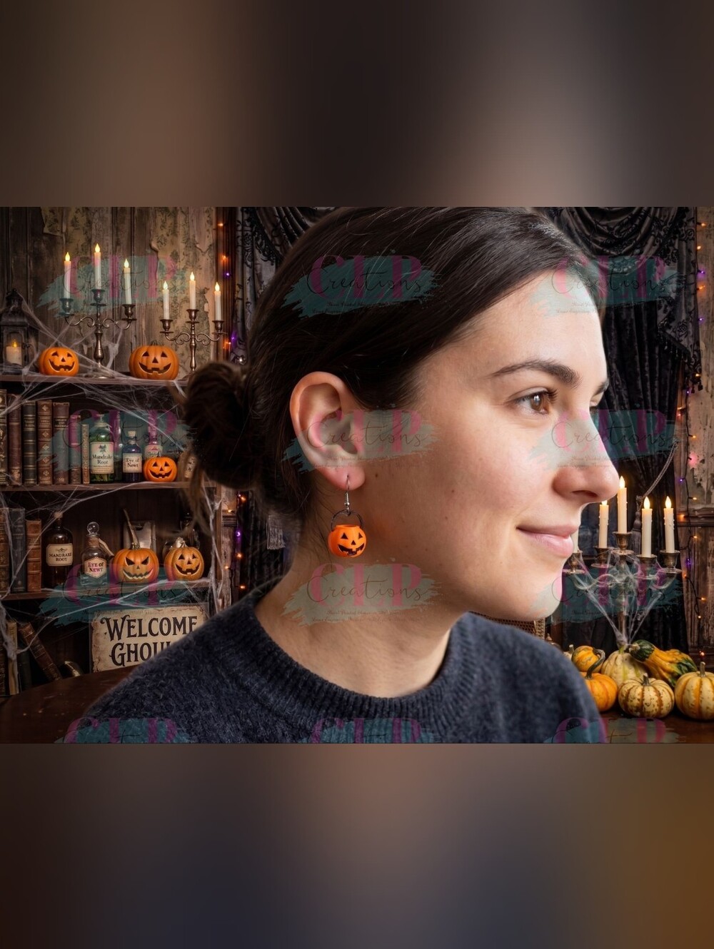 Halloween 3D Printed Lightweight Pumpkin Drop Earrings - Orange Festive Charm!
